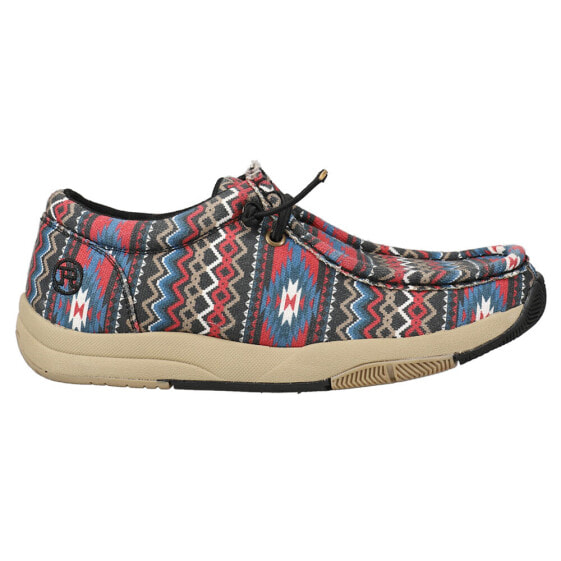 Roper Clearcut Southwest Low Boat Womens Black, Blue, Red Flats Casual 09-021-1
