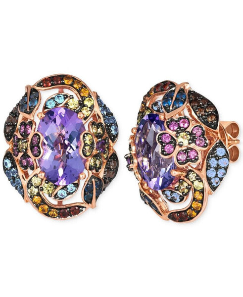 Multi-Gemstone Floral Cluster Statement Stud Earrings (7-3/4 ct. t.w.) in 14k Rose Gold
