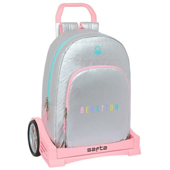 Школьный рюкзак с колесиками Safta Серебристый 30 x 14 x 46 cm Стеганый