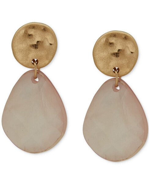 Gold-Tone Stone Teardrop Post Earrings