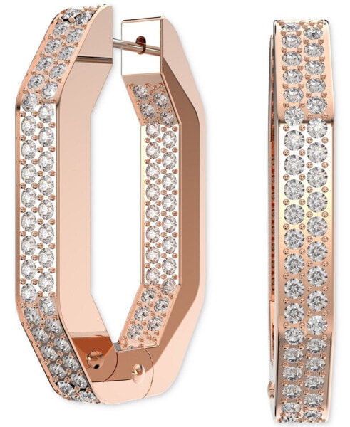 Swarovaki Rose Gold-Tone Crystal Octagon Hoop Earrings