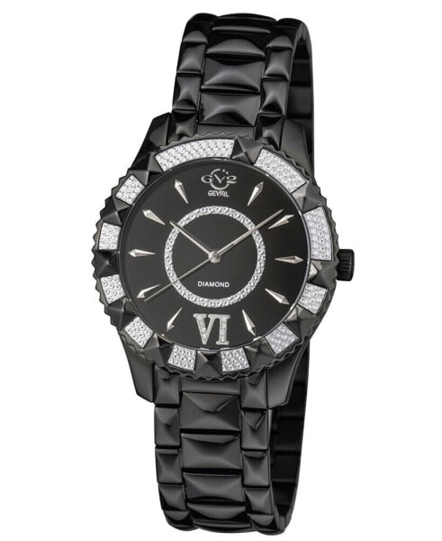 Women's Venice Swiss Quartz Diamond Accents Ion Plating Black Stainless Steel Bracelet Watch 38.5mm