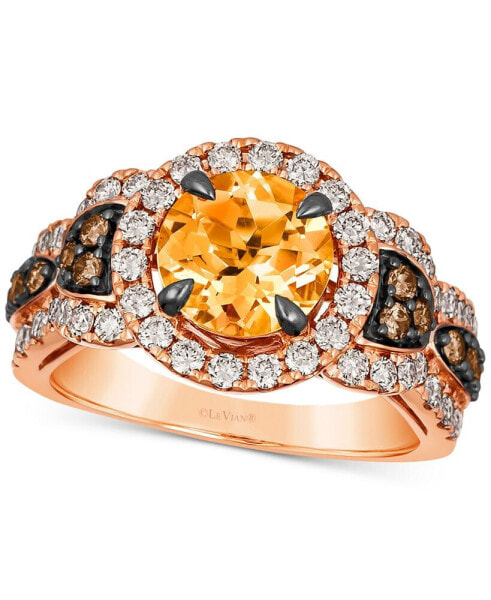 Cinnamon Citrine (1-7/8 ct. t.w.) & Diamond (1-1/20 ct. t.w.) Halo Ring in 14k Rose Gold