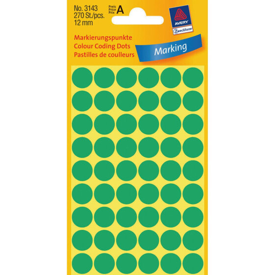 Avery Zweckform Avery Colour Coding Dots - Green - Green - Circle - Paper - 1.2 cm - 270 pc(s) - 54 pc(s)