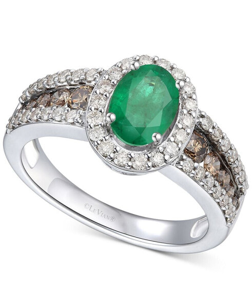 Emerald (1/2 ct. t.w.) & Diamond (7/8 ct. t.w.) Ring in 14k White Gold