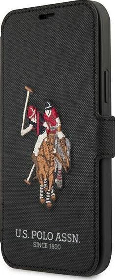 Чехол U.S. Polo Assn US Polo USFLBKP12MPUGFLBK iPhone 12/12 Pro 6,1" черный/черный Book Polo Embroidery Collection