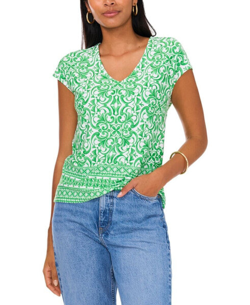 Women's Cap-Sleeve V-Neck Top