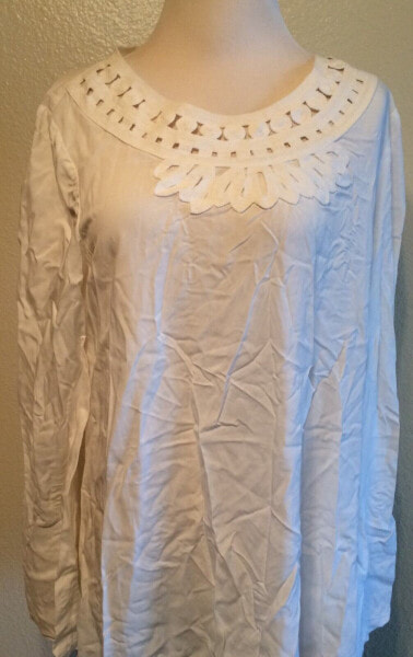 Блузка с вышивкой Studio M Long Sleeve Habutai Ivory M