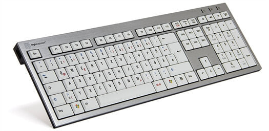 Logickeyboard SKB-AJPU-DE - Full-size (100%) - Wired - USB - QWERTZ - Aluminium - White