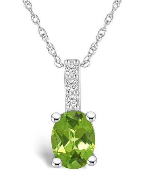 Peridot (1-1/3 Ct. T.W.) and Diamond Accent Pendant Necklace in 14K White Gold