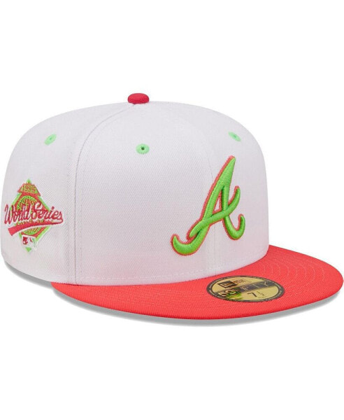 Men's White and Coral Atlanta Braves 1995 World Series Strawberry Lolli 59FIFTY Fitted Hat