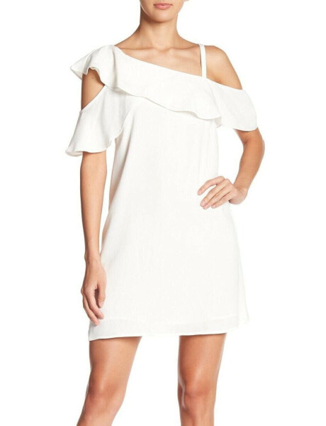 Rachel Rachel Roy 154711 Women's Asymmetrical Cold-Shoulder Dress Eggshell Sz. 4