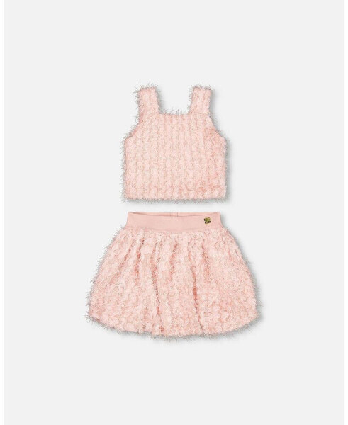Girl Top And Bubble Skirt Set Silver Pink - Toddler Child