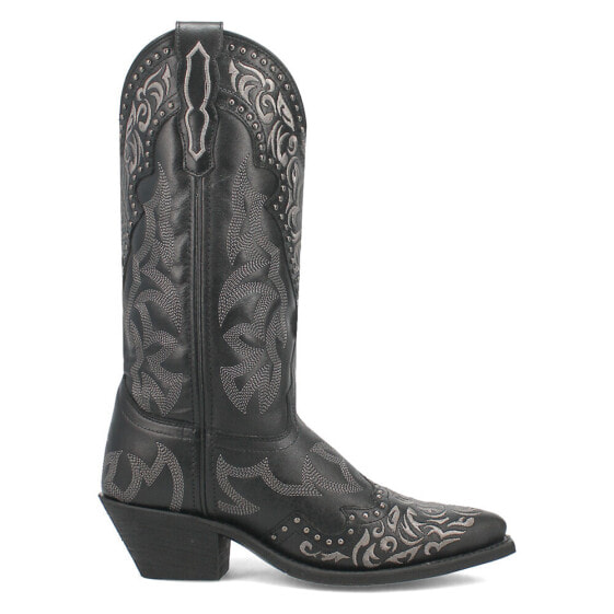 Laredo Regan Embroidered Studded Snip Toe Cowboy Womens Black Casual Boots 5222