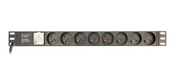 Gembird EG-PDU-014-FC14 - 1U - Aluminium - Black - 8 AC outlet(s) - C14 coupler - 3 m