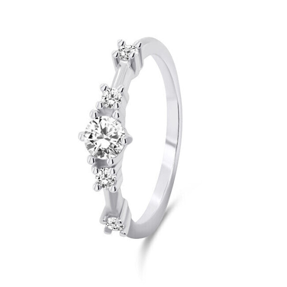 Charming silver ring with zircons RI040W