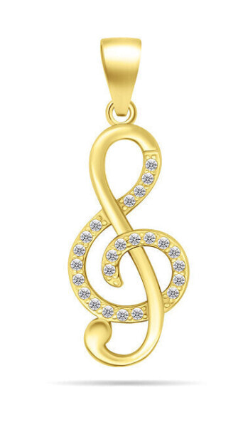 Charming gold-plated pendant with zircons Treble clef PT65Y