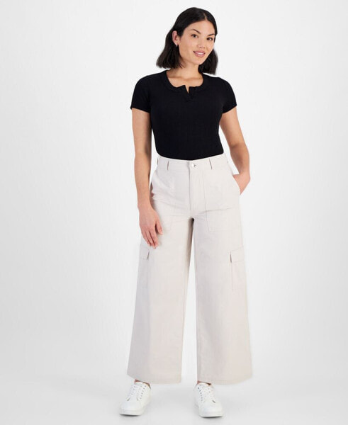 Petite High Rise Wide-Leg Cargo Pants