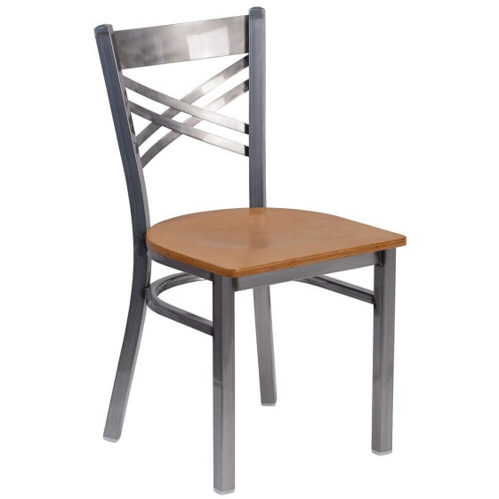 Hercules Series Clear Coated ''X'' Restaurant Chair
