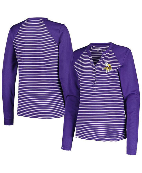 Women's Purple Minnesota Vikings Maverick Waffle Henley Long Sleeve T-shirt