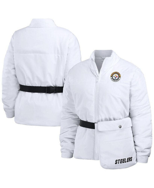 Women's White Pittsburgh Steelers Packaway Full-Zip Puffer Jacket