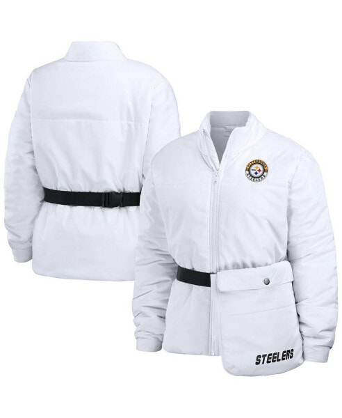 Куртка-пуховик утепленная WEAR by Erin Andrews женская белая Pittsburgh Steelers Packaway Full-Zip