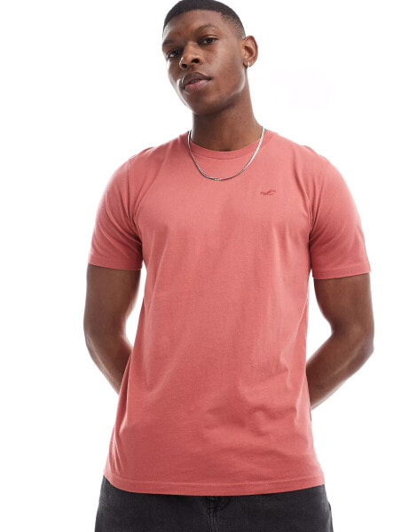 Hollister icon logo t-shirt in dusty pink