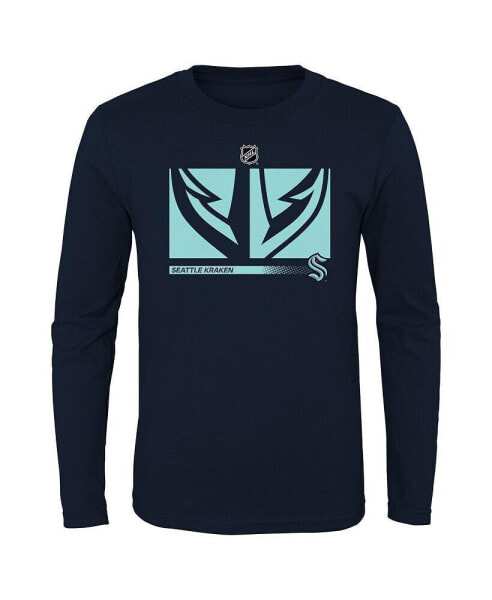 Big Boys Navy Seattle Kraken Authentic Pro Secondary Logo Long Sleeve T-shirt