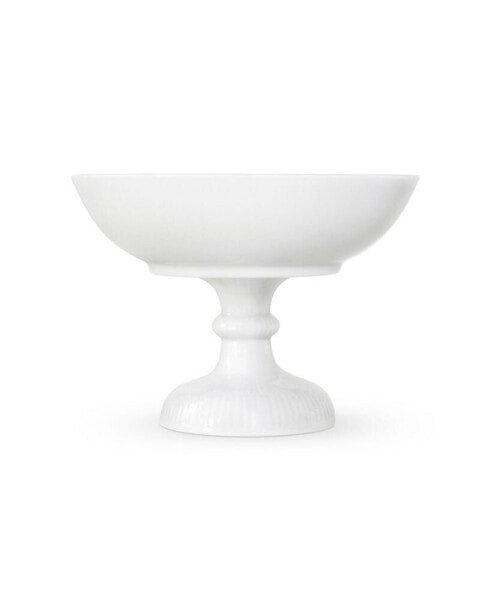 White Fluted Bowl on Foot 6"