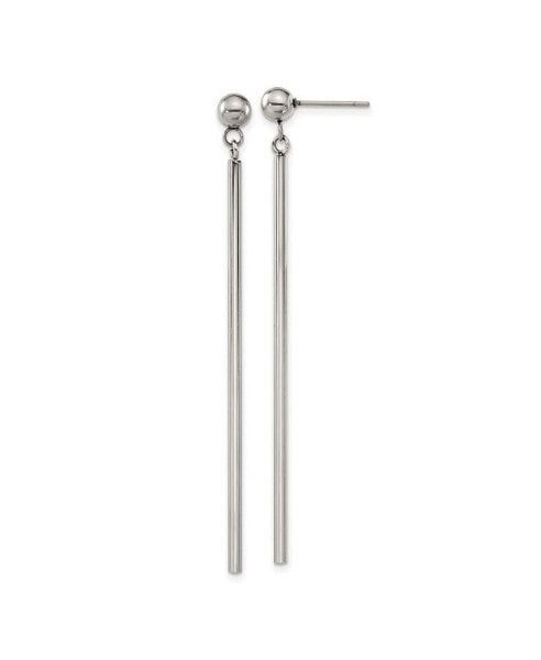 Stainless Steel Polished Bar Dangle Earrings