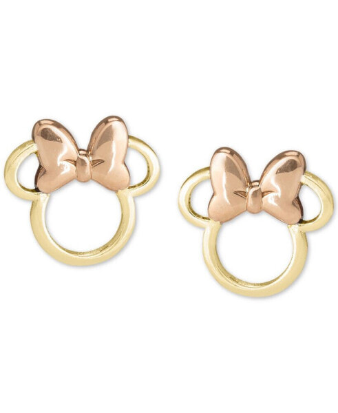 Children's Minnie Mouse Silhouette Stud Earrings in 14k Gold & Rose Gold