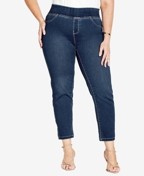 Plus Size Butter Denim Pull On Tall Length Jeans
