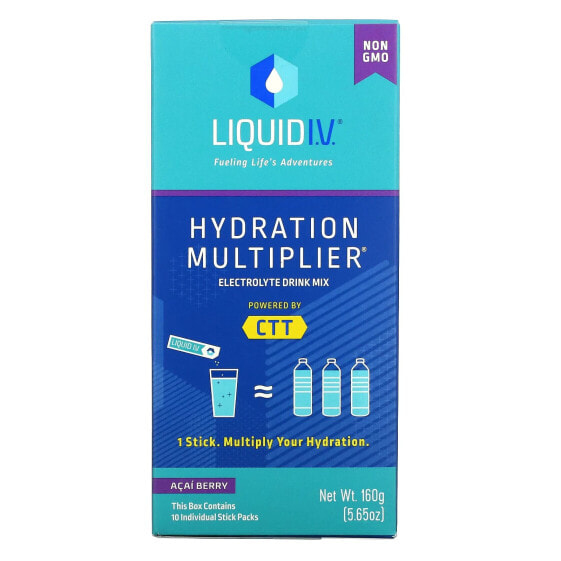Liquid I.V., Hydration Multiplier, смесь для приготовления напитков с электролитами, маракуйя, 10 отдельных пакетиков по 16 г (0,56 унции)