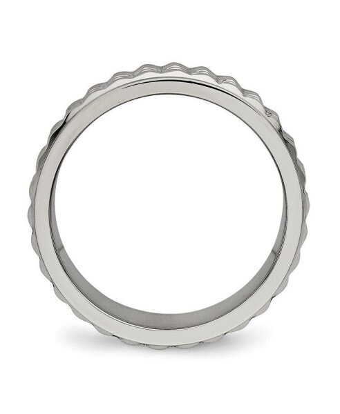 Titanium Polished Studded Wedding Band Ring
