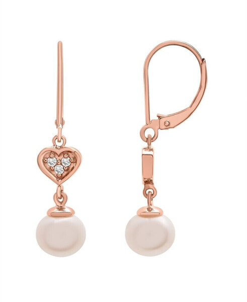 Серьги Macy's Cultured Pearl & Diamond Heart