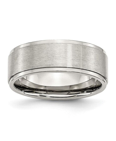 Stainless Steel Polished Brushed Center 8mm Edge Band Ring