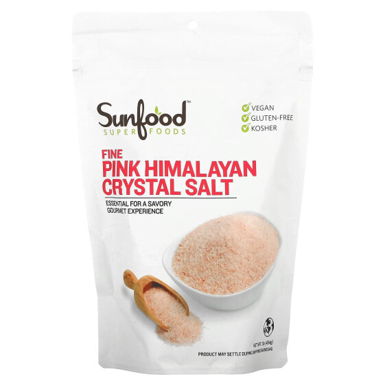 Sunfood, Мелкая гималайская каменная соль, 454 г (1 фунт)
