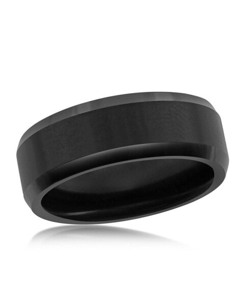 Brushed and Polished Black 8mm Tungsten Ring