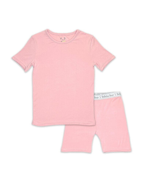 Toddler| Child Girls Dusty Rose Kids 2-Piece Short Sleeve & Shorts Pajama Set