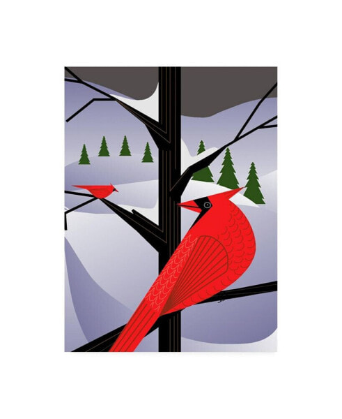 Marie Sansone Xmas Cardinals Canvas Art - 15" x 20"