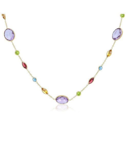 Semi Precious Gemstone Necklace 14K Gold