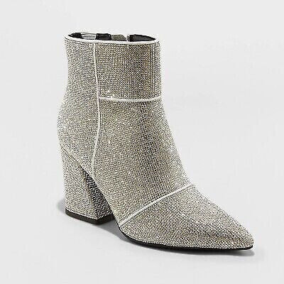 Women's Cailin Ankle Boots - A New Day Silver 6.5