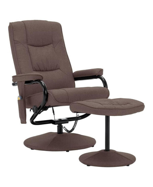 Кресло массажное с подставкой для ног vidaXL коричневое из ткани