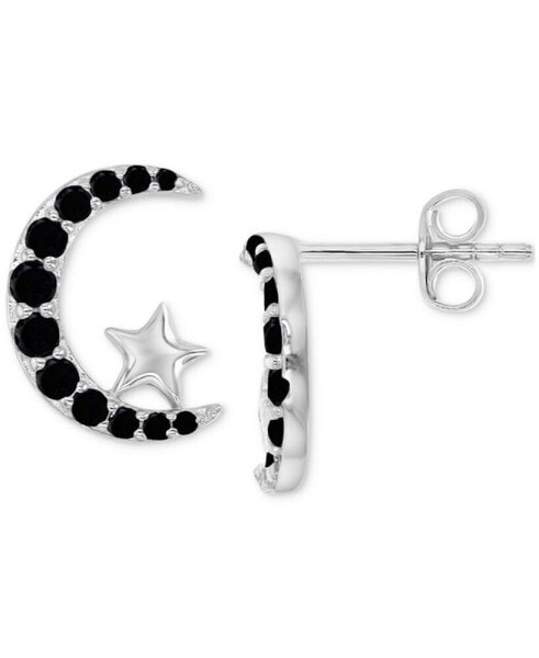 Серьги Macy's Black Spinel Crescent Moon & Star