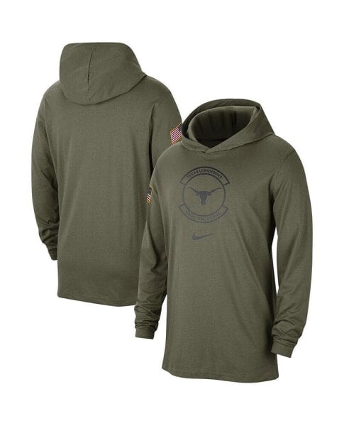 Men's Olive Texas Longhorns Military-Inspired Pack Long Sleeve Hoodie T-shirt
