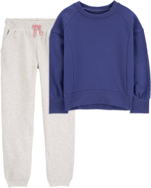 Kid 2-Piece Fleece Crew Neck Sweatshirt & Joggers Set 4