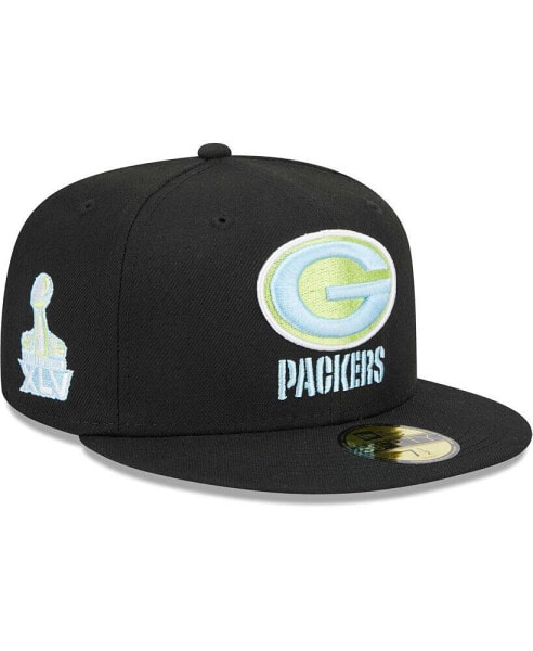 Men's Black Green Bay Packers Multi 59FIFTY Fitted Hat
