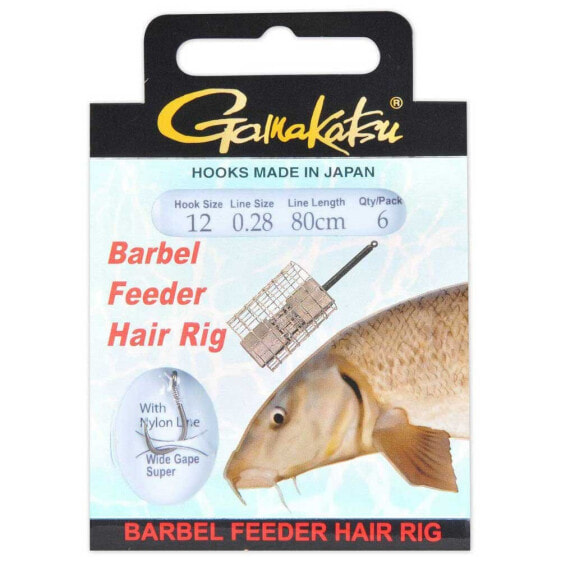 GAMAKATSU Booklet Barbel Hair WGS Tied Hook 0.280 mm 100 cm