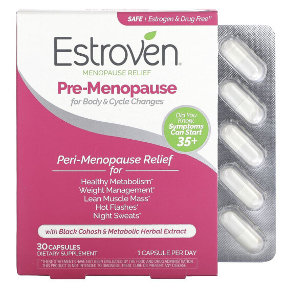 Препарат для женского здоровья Estroven Облегчение климакса, Предклимакс, 30 капсул