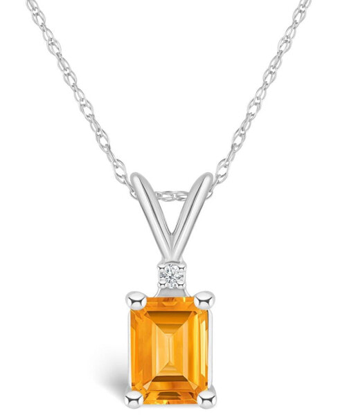 Macy's citrine (1 ct. t.w.) and Diamond Accent Pendant Necklace in 14K Yellow Gold or 14K White Gold